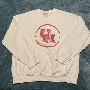 University of Houston White‎ Crewneck Sweater with Red UH Logo Women's Size XL